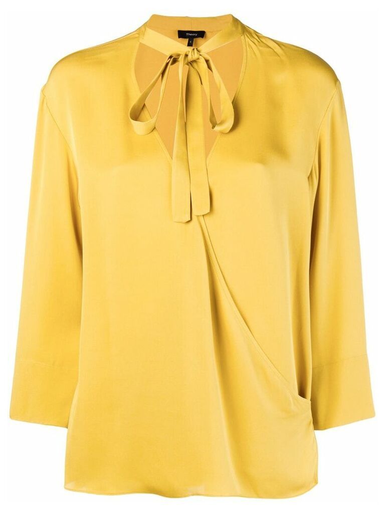 Theory tie front wrap blouse - Yellow