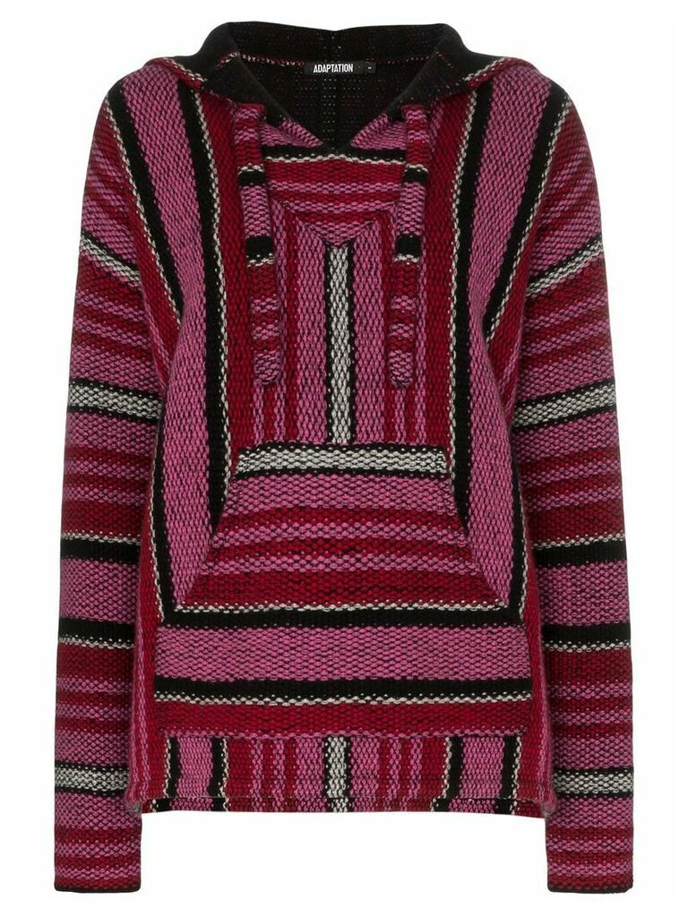 Adaptation Baja stripe cashmere hoodie - Pink