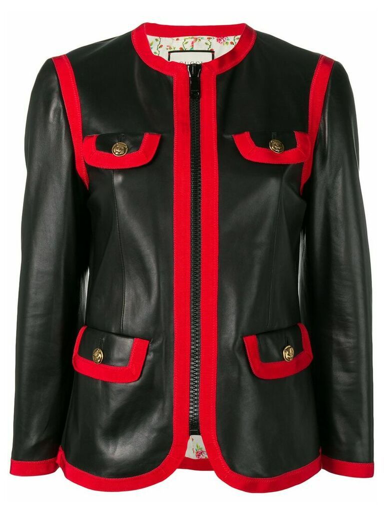 Gucci leather bon ton jacket - Black