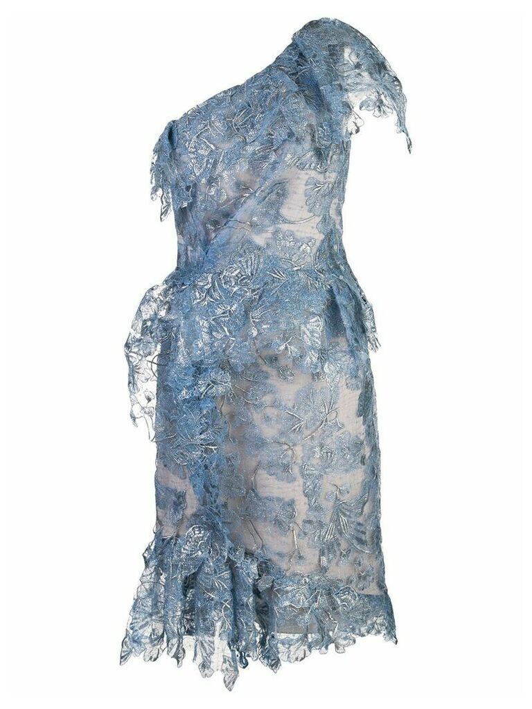 Marchesa one shoulder dress - Blue