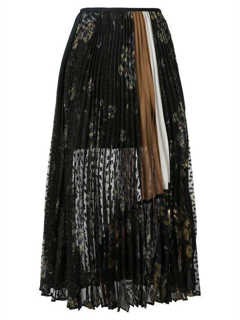 Mame Kurogouchi floral print pleated skirt - Black