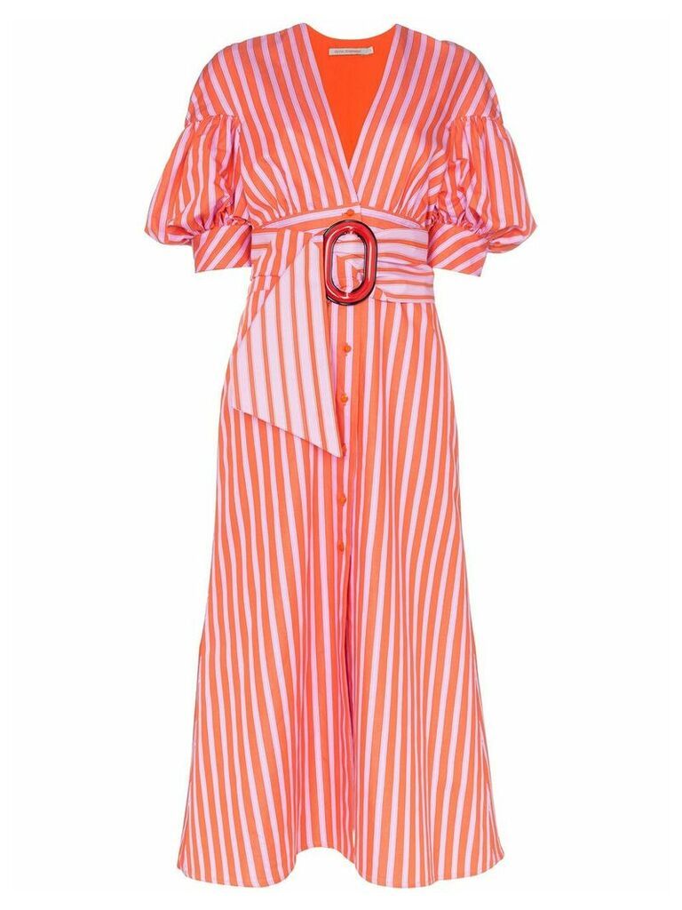 Silvia Tcherassi Wembley puff-sleeve striped dress - PINK