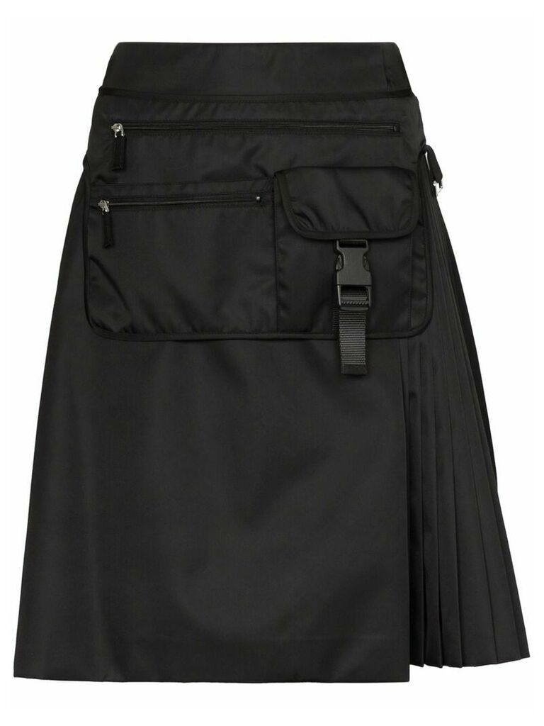 Prada gabardine belt bag pleated skirt - F0002 BLACK