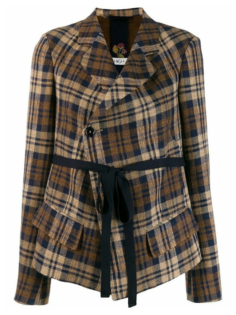 High by Claire Campbell checked cropped jacket - Brown