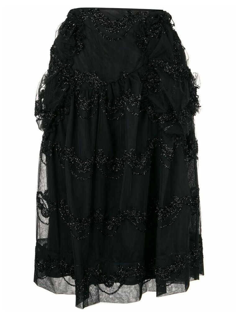 Simone Rocha embroidered midi skirt - Black