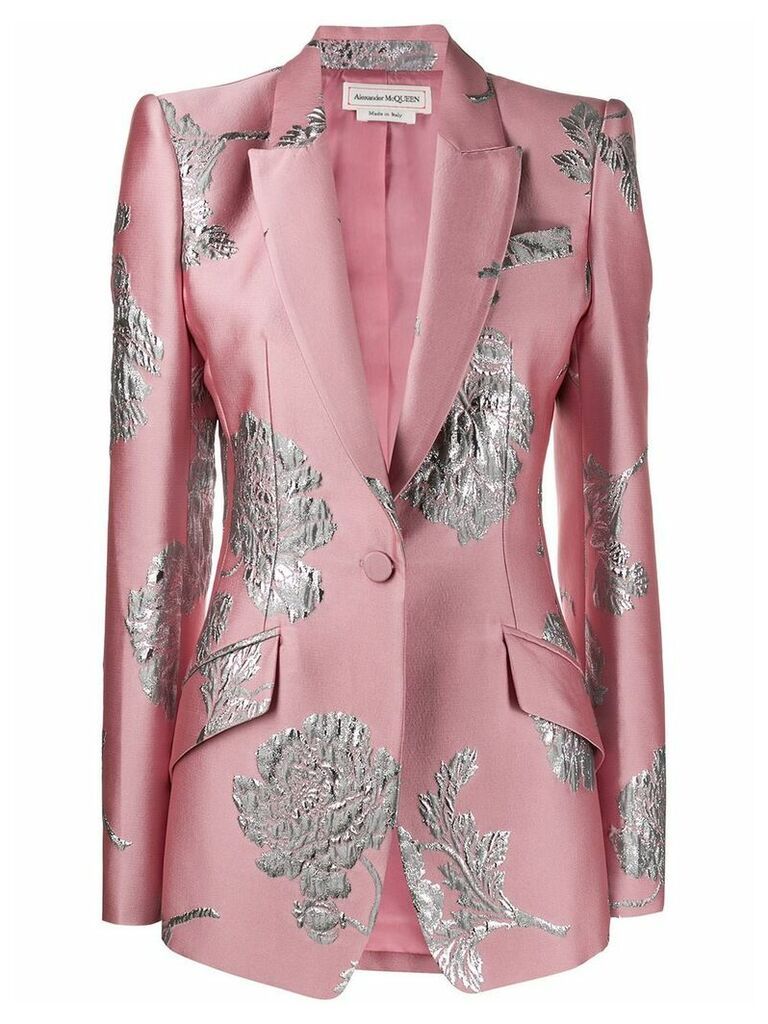 Alexander McQueen floral brocade blazer - PINK