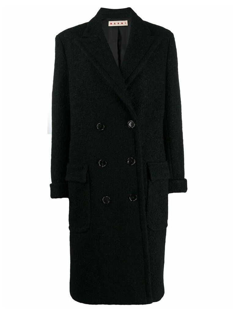 Marni textured double breasted coat - Black