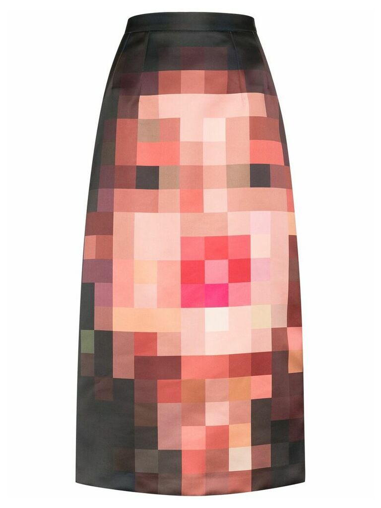 Marni pixelated face-print midi skirt - PINK