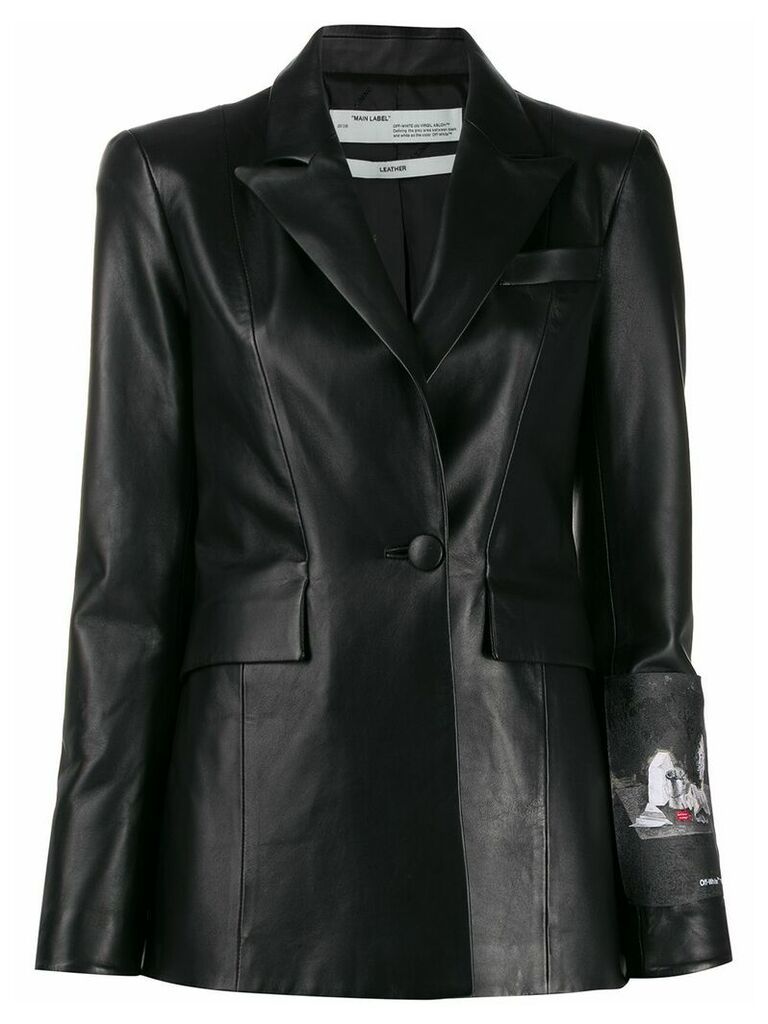Off-White patch print leather blazer - Black