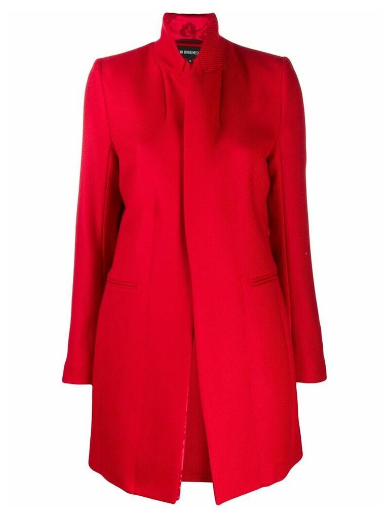 Ann Demeulemeester fitted ribbed knit coat - Red