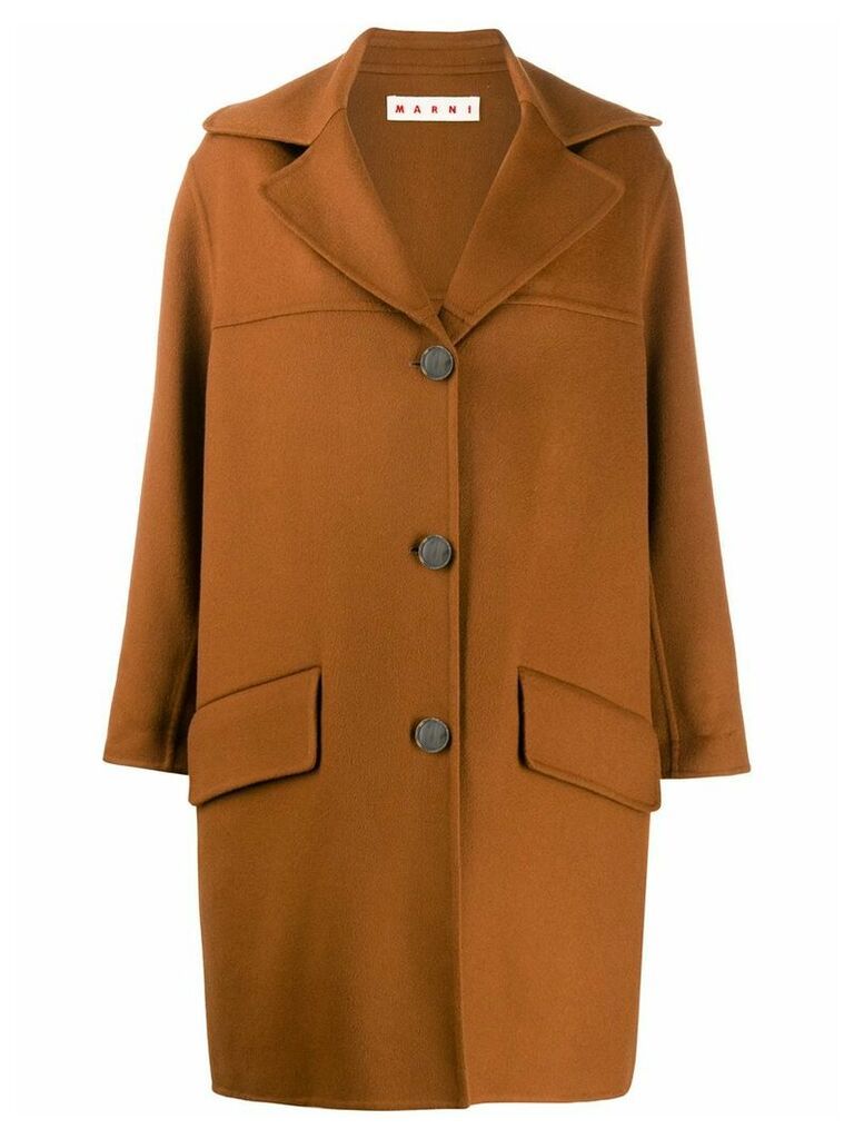 Marni loose fit single-breasted coat - Brown