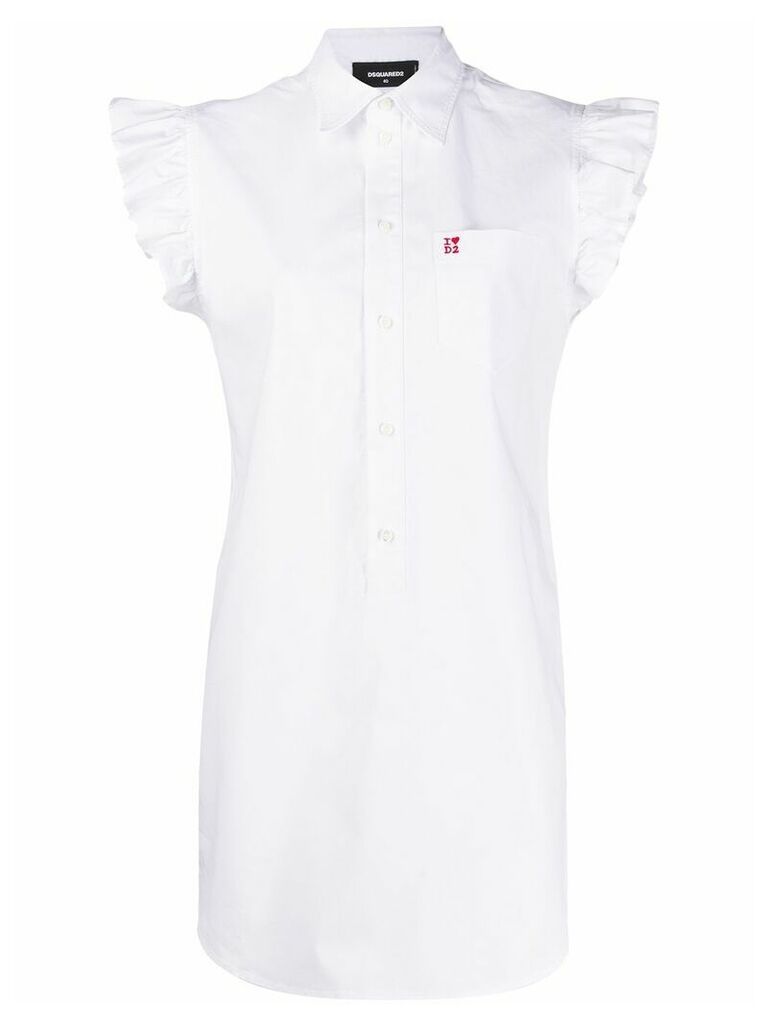 Dsquared2 embroidered logo shirt dress - White