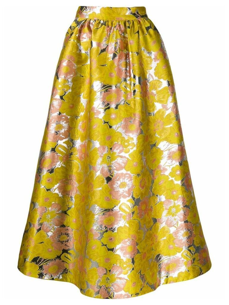 MSGM metallic floral skirt - Yellow