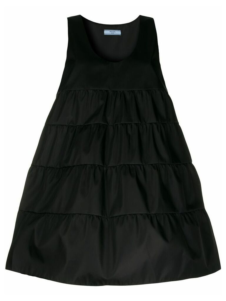 Prada sleeveless tiered smock dress - Black