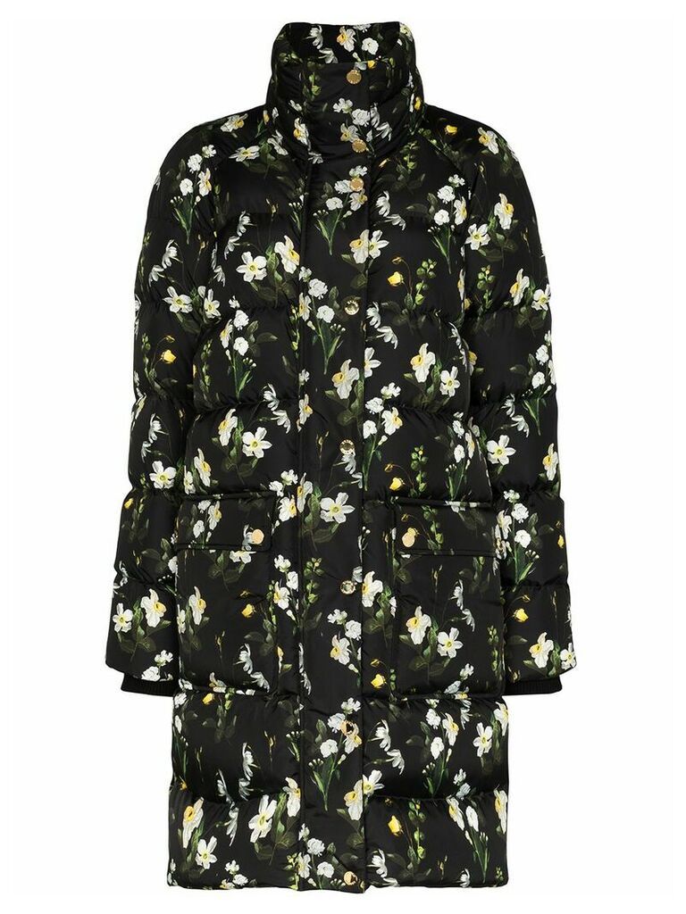 Erdem Daura floral print padded coat - Black
