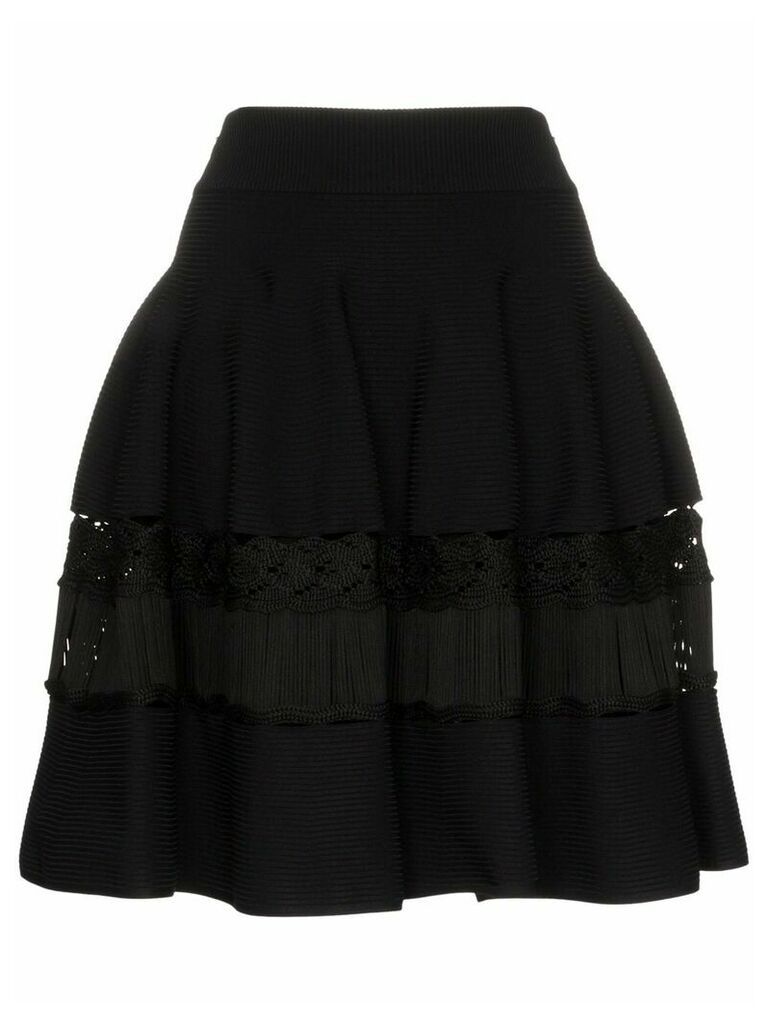 Alexander McQueen high-waisted macrame-panelled skirt - Black