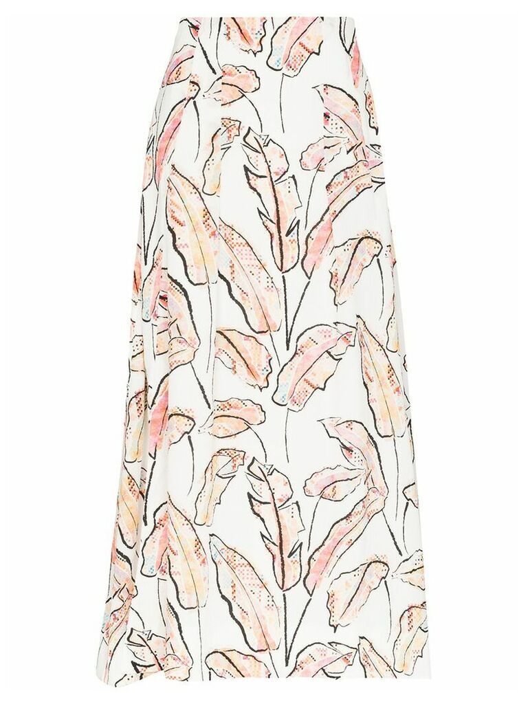Roland Mouret Tolima floral print midi skirt - White