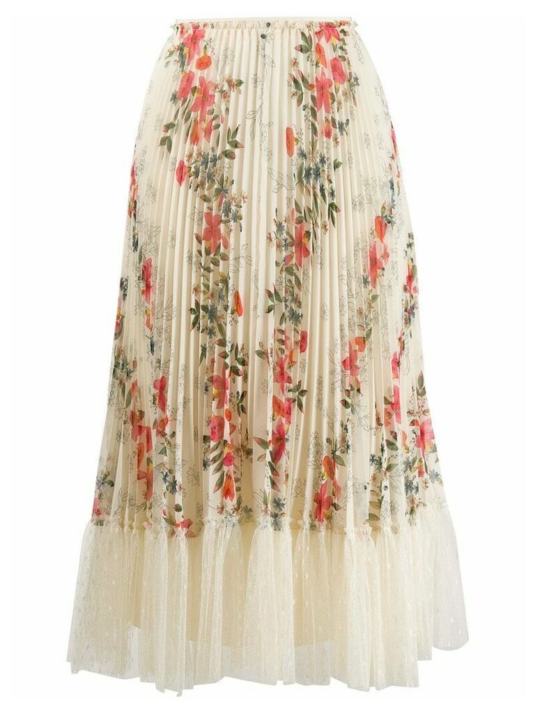 RedValentino floral print pleated skirt - Neutrals