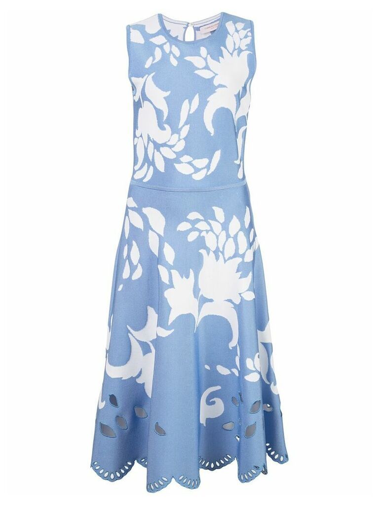Carolina Herrera jacquard floral detail midi dress - Blue