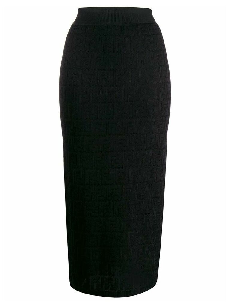 Fendi FF motif knitted pencil skirt - Black