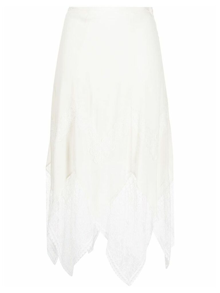 See by Chloé crepe and lace skirt - Neutrals