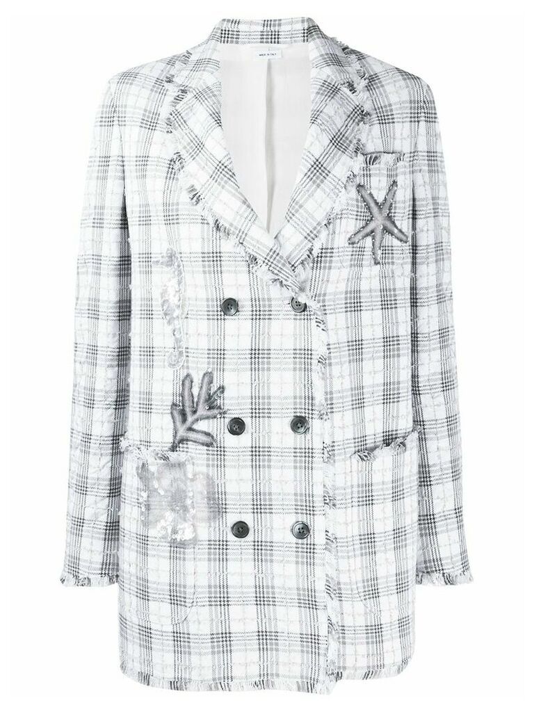 Thom Browne double-breasted checked blazer - Grey