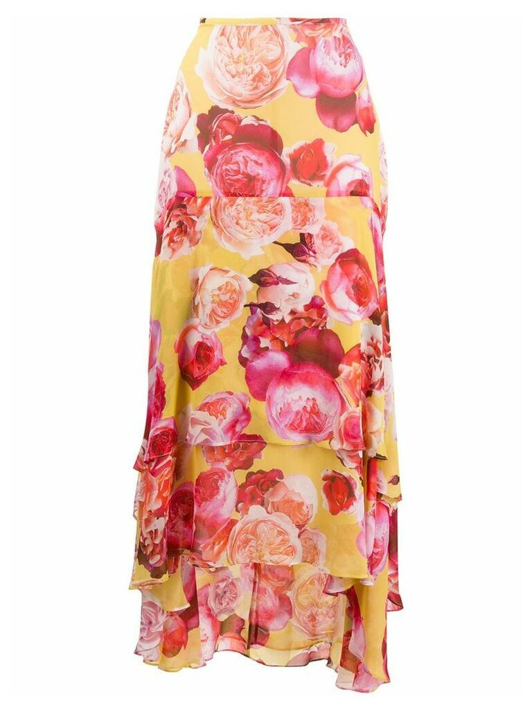 Pinko draped floral print skirt - Yellow