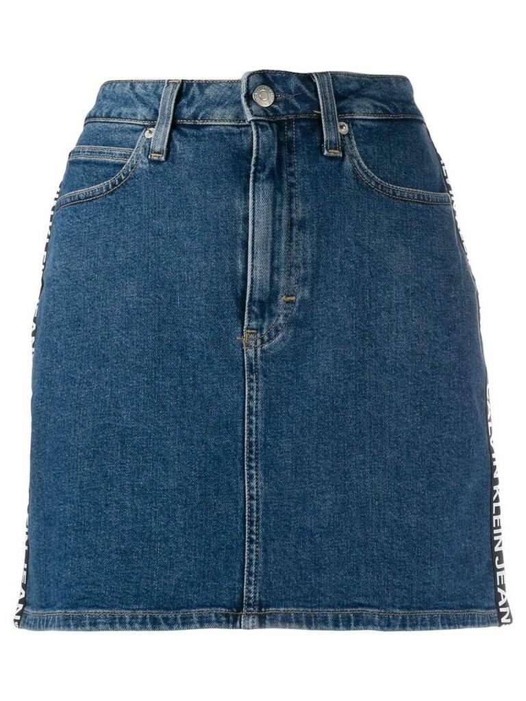 Calvin Klein Jeans logo denim skirt - Blue