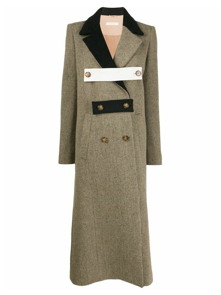 Ssheena button-band double-breasted coat - Brown
