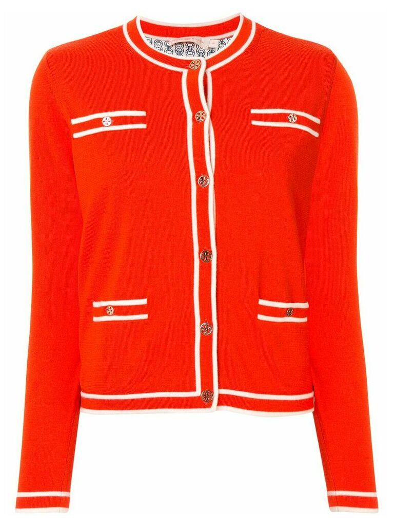 Tory Burch Kendra contrast-trimmed cardigan - Red