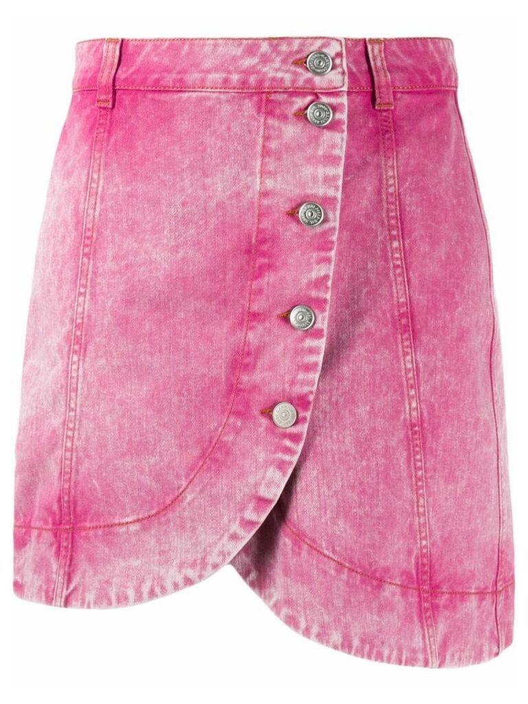 GANNI asymmetric washed denim skirt - PINK