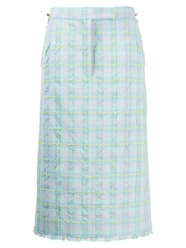 Thom Browne check-print tweed skirt - Blue