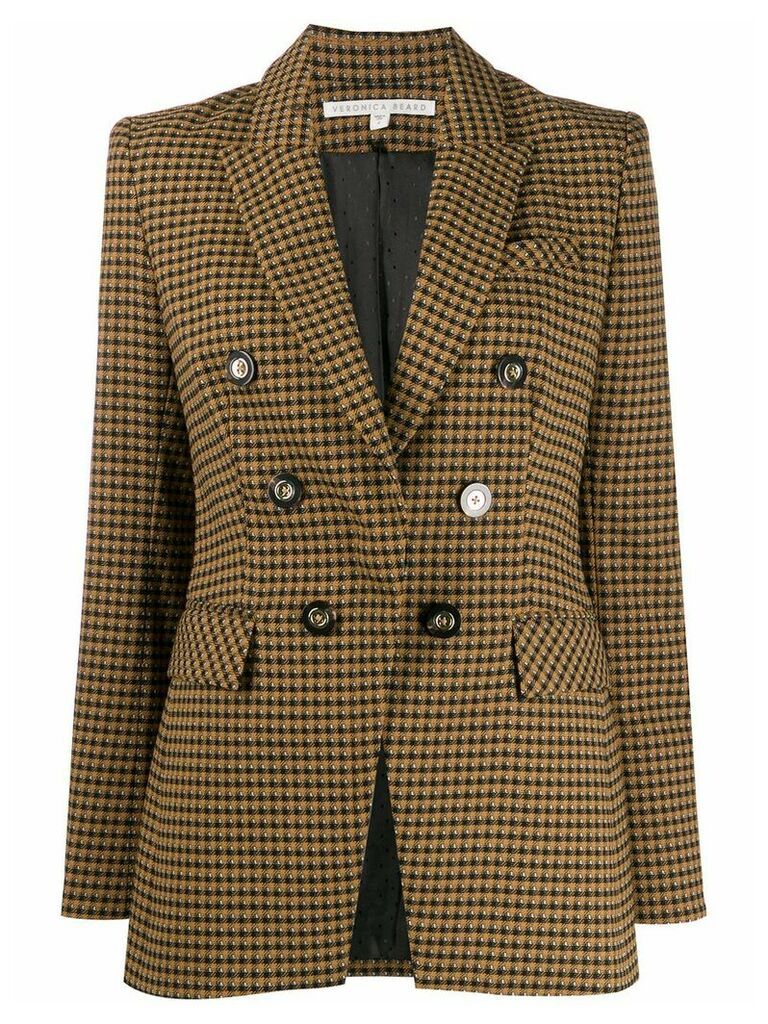 Veronica Beard double breasted houndstooth coat - Brown