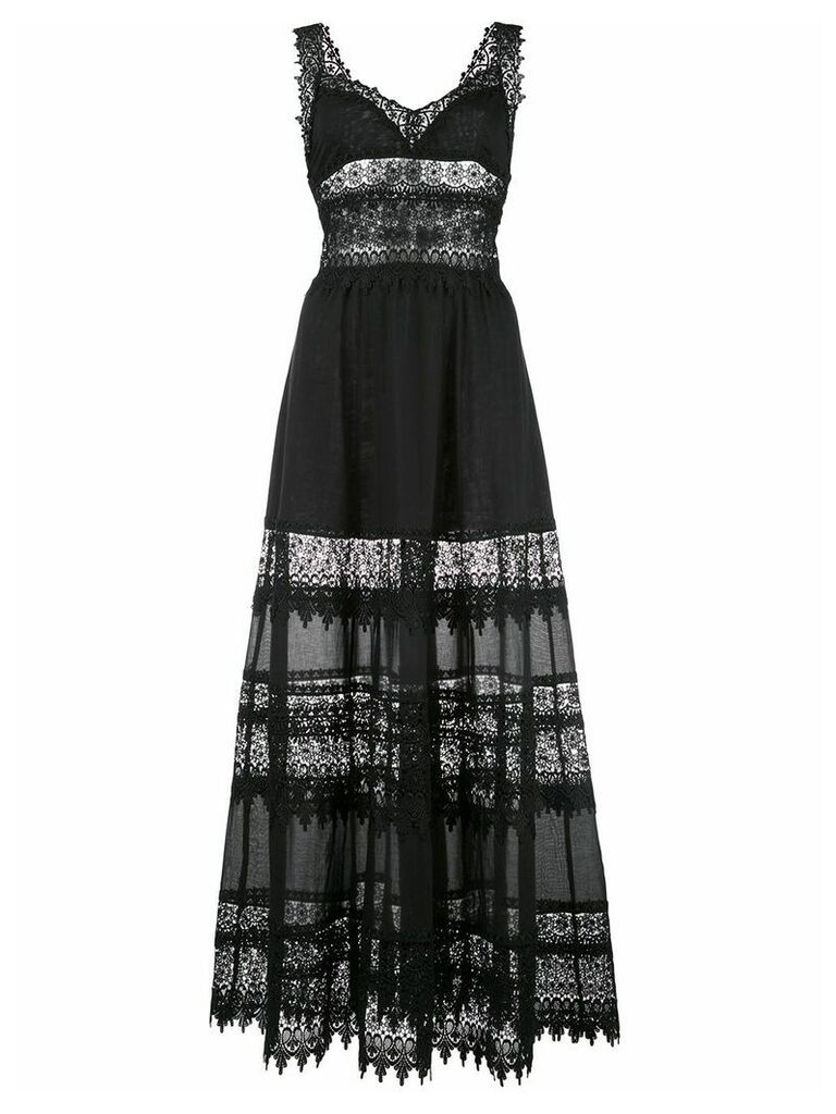 Charo Ruiz lace embellished flared Sophia dress - Black