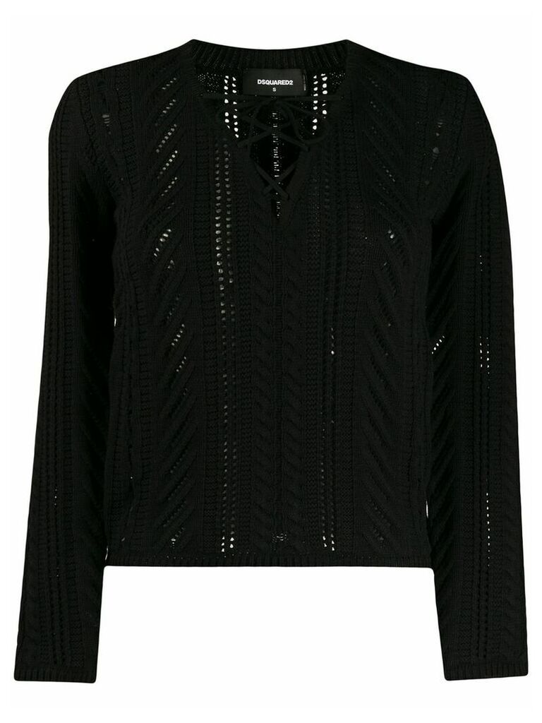 Dsquared2 crochet tie neckline jumper - Black
