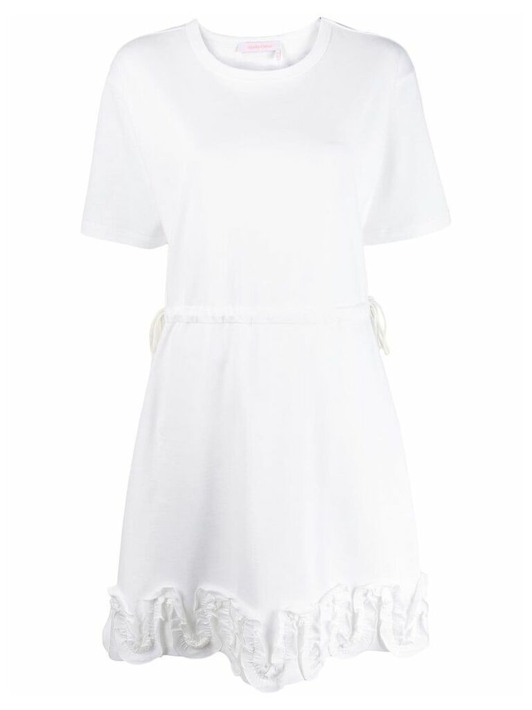 See by Chloé ruffle-appliqué T-shirt dress - White