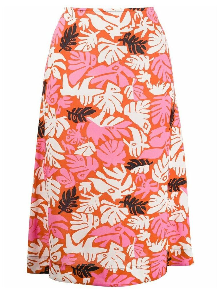 Marni leaf print skirt - ORANGE
