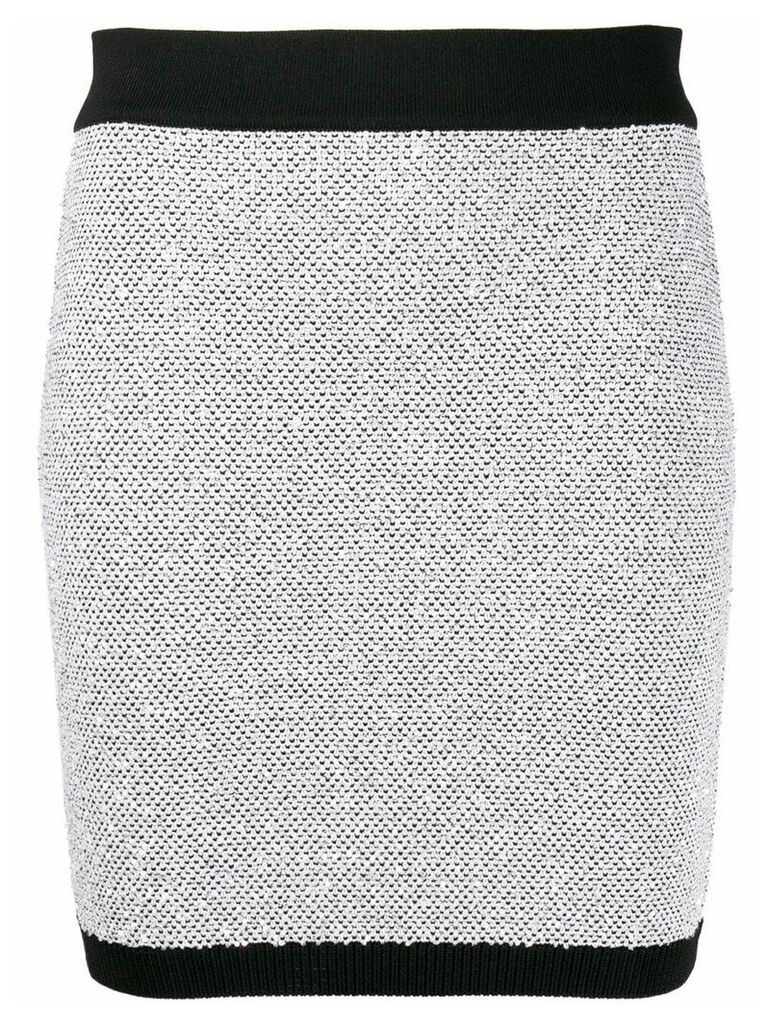 Balmain metallic thread fitted skirt - SILVER