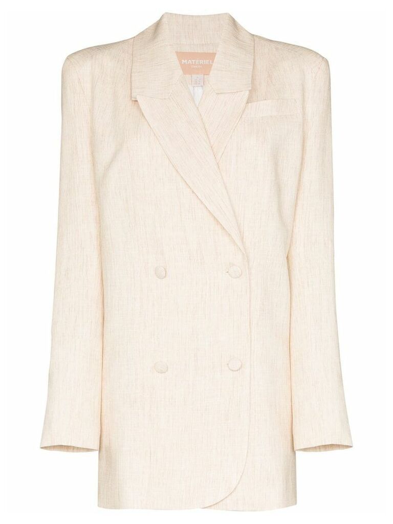 Materiel double-breasted long blazer - Neutrals