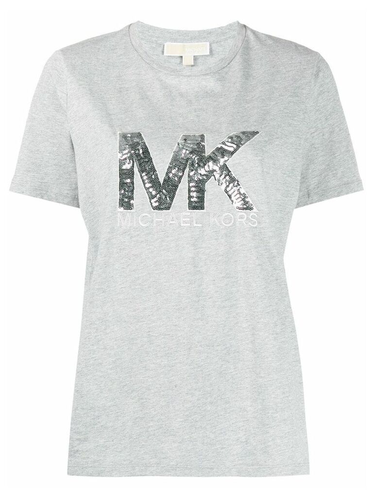 Michael Michael Kors metallic sequin-logo T-shirt - Grey