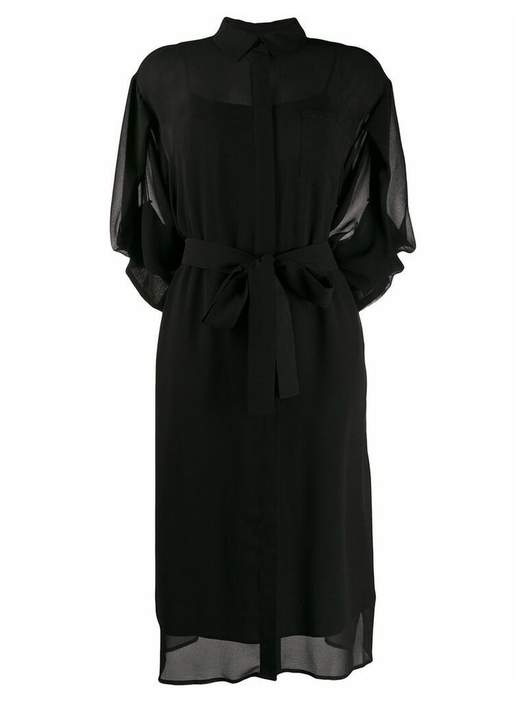 DKNY belted sheer shirt dress - Black