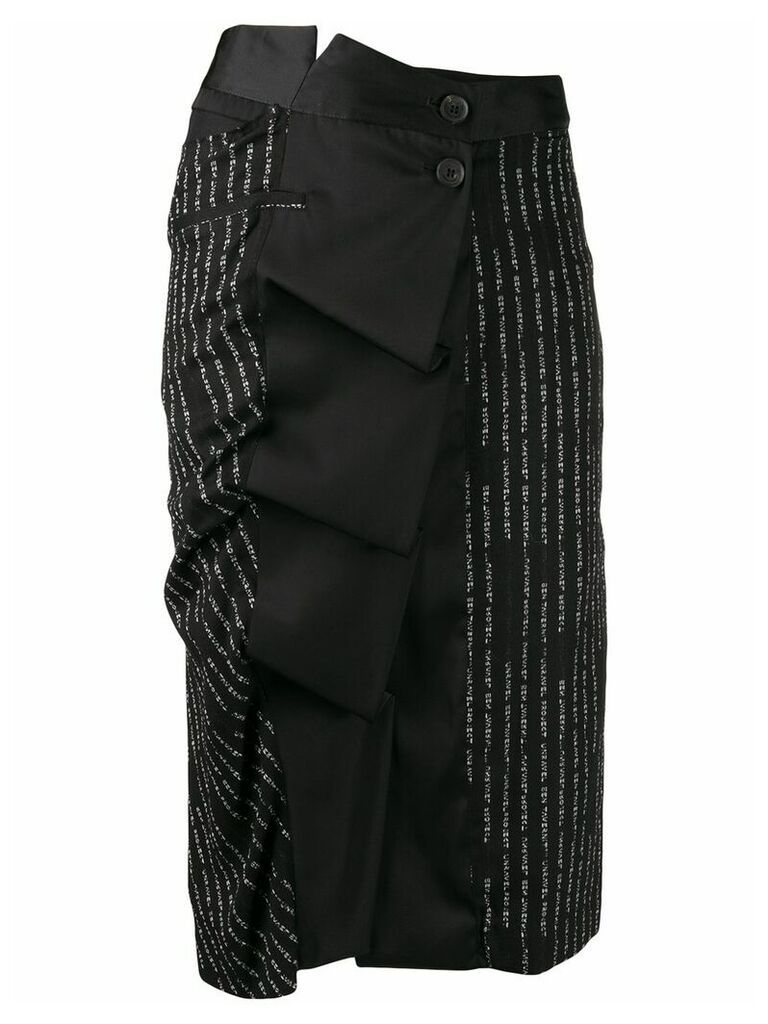 UNRAVEL PROJECT logo print midi skirt - Black