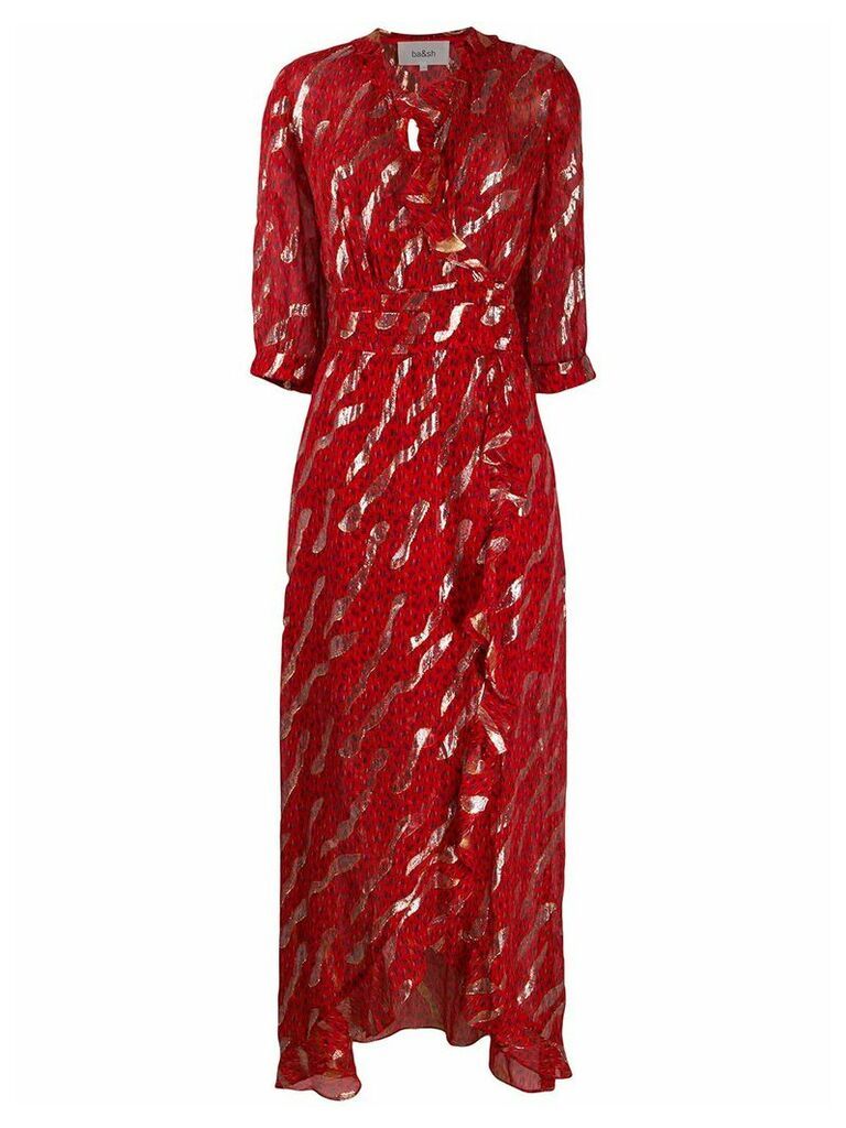 Ba & Sh leopard print maxi dress - Red