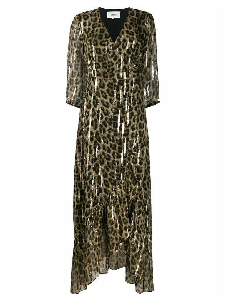 Ba & Sh leopard print flared maxi dress - Neutrals