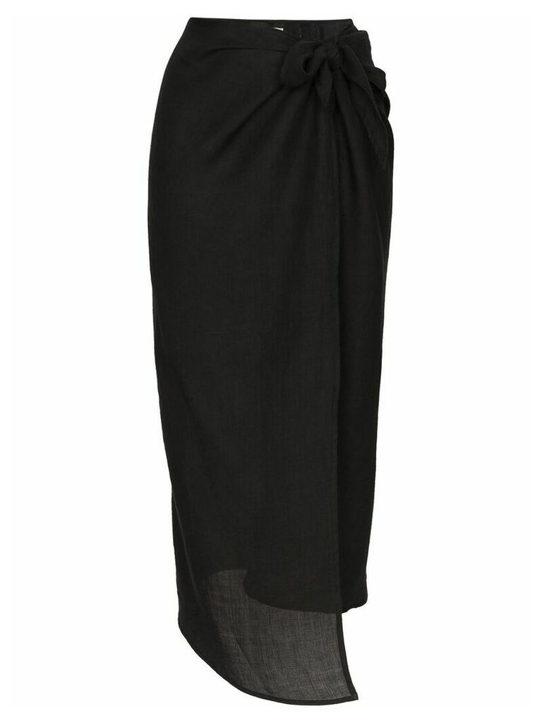 Anemone wrap front midi skirt - BLACK