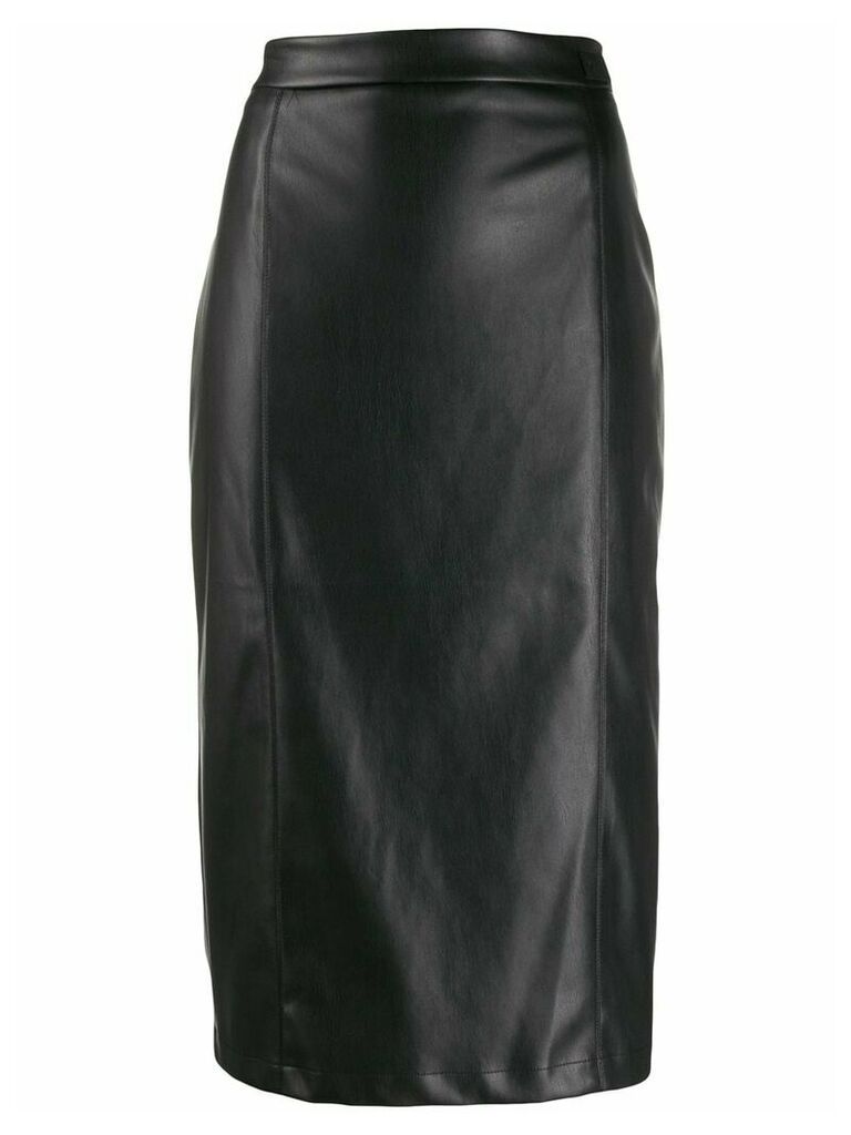 be blumarine fitted leather effect pencil skirt - Black