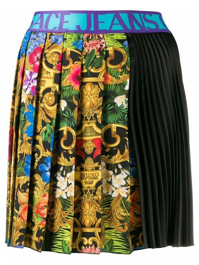 Versace Jeans Couture asymmetric pleated skirt - Black