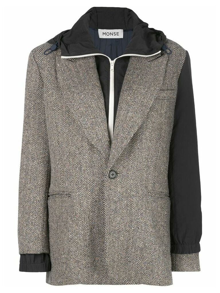 Monse herringbone layered hooded blazer - Grey