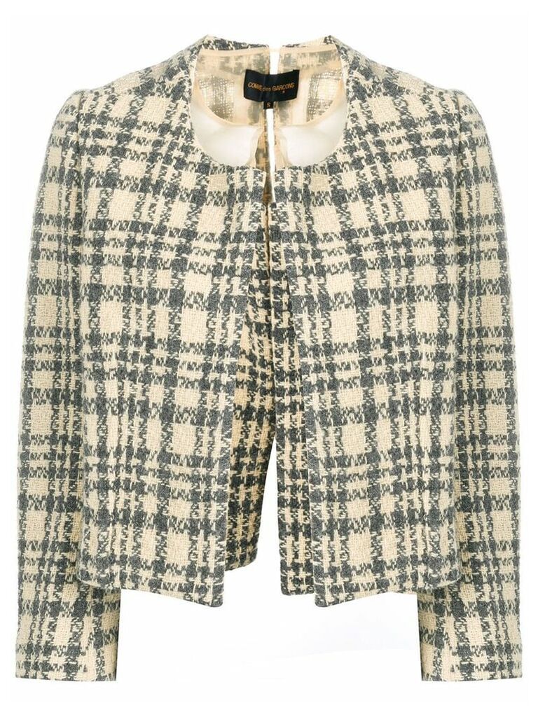 Comme Des Garçons Pre-Owned 1997 cropped checkered jacket - NEUTRALS
