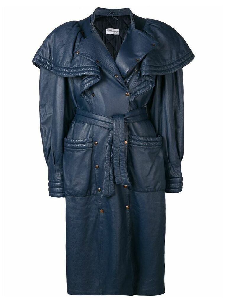 Rocco Barocco Vintage 1980's oversized shoulders coat - Blue
